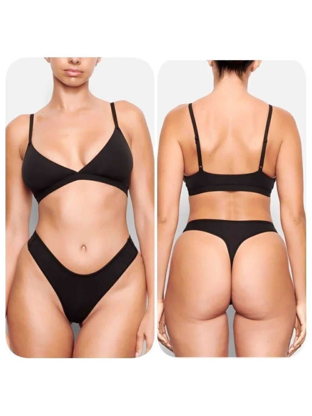 Skims Fits Everybody Triangle Bralette Black M NWT
